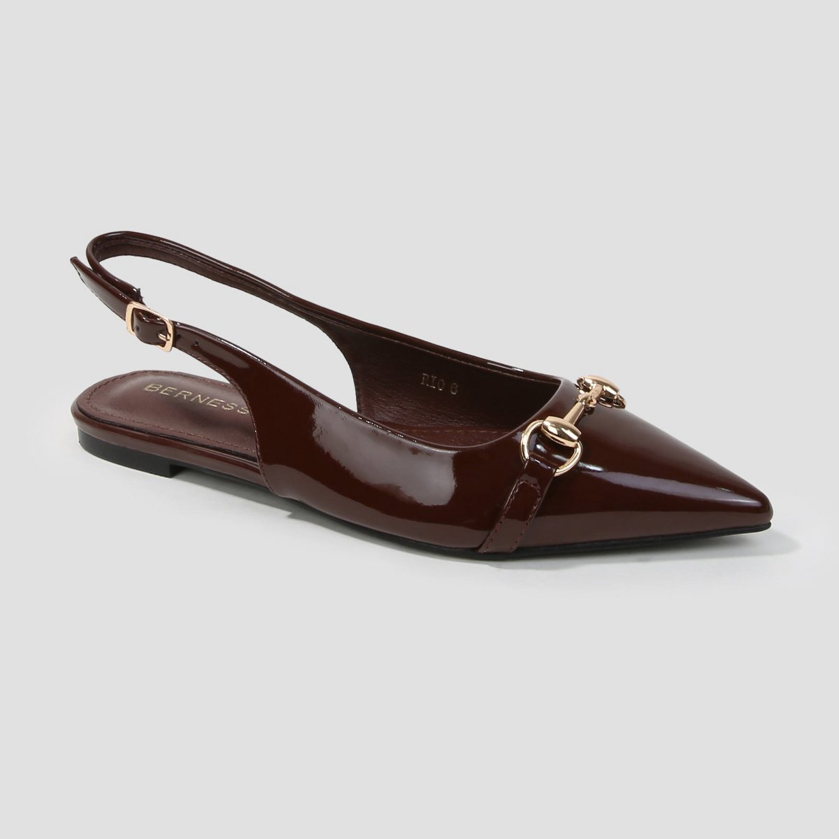 Обувь BERNESS Women's Rio Patent Slingback Flats with Chain Detail Beige 11 — фото 6