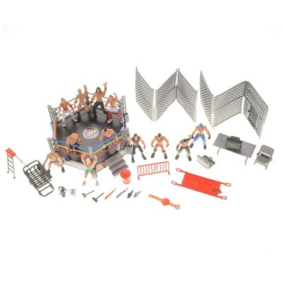 Insten 33 Piece Wrestler Action Figures Toy, Wrestling Stage Ring With 12 Figures and Props