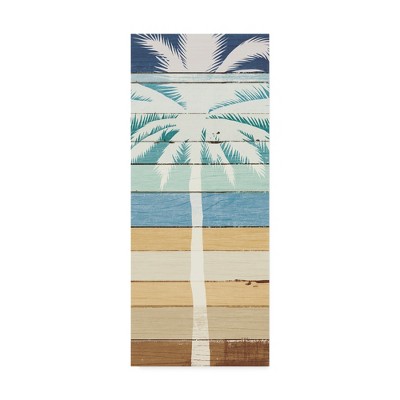 Michael Mullan Coastal Landscape Canvas Art in Blue and Beige - 20x47