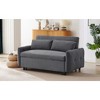 Okak Modern Pull-out Sofa Bed 57.48" Convertible Loveseat Sleeper Couch Futon with 2 Throw Pillows & USB Ports for Living Room, Dark Gray - 4 of 4