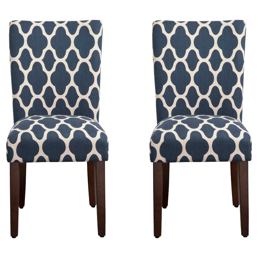 Photos - Chair Set of 2 Parson Dining  Navy Geo - HomePop