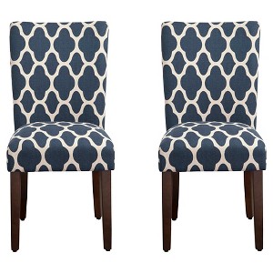 Parson Dining Chair Wood/Navy Geo (Set of 2) - HomePop, Blue