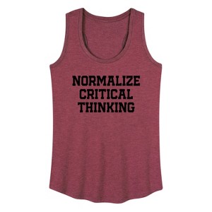 Women's - Instant Message - Normalize Critical Thinking Graphic Racerback Tank - 1 of 4