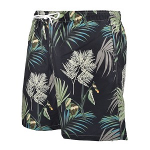 Falcon Bay Men's Rick's Cafe Hawaiian Print Swim Shorts | Black - 1 of 2
