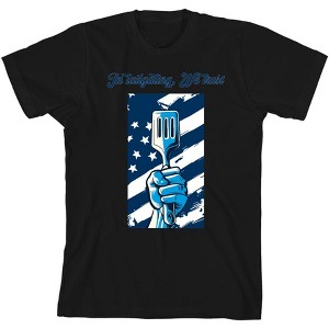 "In Tailgating We Trust" American Flag And Spatula Youth Crew Neck Short Sleeve Tee - 1 of 2