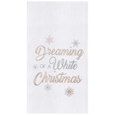 C&F Home White Christmas Embroidered Flour Sack Cotton Kitchen Towel