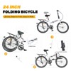 Gulches 24 Inch Folding Bike for Adults Men Women Single Speed Steel Frame Dual V Brakes Fenders Adjustable Leather Saddle White - 3 of 4