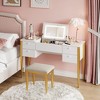 47“ Makeup Vanity Desk with Flip Top Mirror and Lights, Dresser LED Mirror with 3 Color Modes Adjustable - 3 of 4