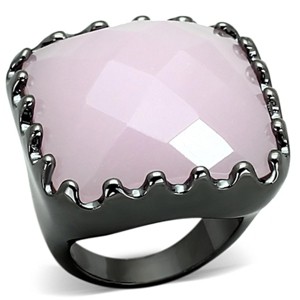 Slickblue Bold Pink Synthetic Glass Ring – Large Solitaire Design in Dark Ruthenium Setting, Size 5-9 - 1 of 3
