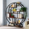 Gulches Round Bookshelf, 63" Etagere Bookcase with Staggered Shelves - 3 of 3