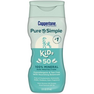 Coppertone Pure and Simple Kids Mineral Sunscreen Lotion - SPF 50 - 6 fl oz - 1 of 4
