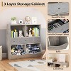 Acekool 7-Cubby Large Kids Toy Storage Organizer, 3-Tier Bookcase Cabinet with 3 Drawers and Tilted Bins for Playroom, Bedroom, Living Room, Gray - 4 of 4
