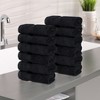 Zero Twist Cotton Solid Chevron Dobby Border Super Soft Face Towel Washcloth Set of 12 by Blue Nile Mills - 2 of 4