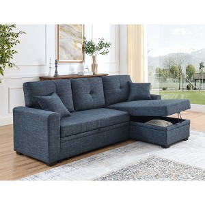 84'' L-Shaped Sectional Sofas Upholstered Sleeper Sofa with Storage Under Chaise and Reversible L/R - 1 of 4