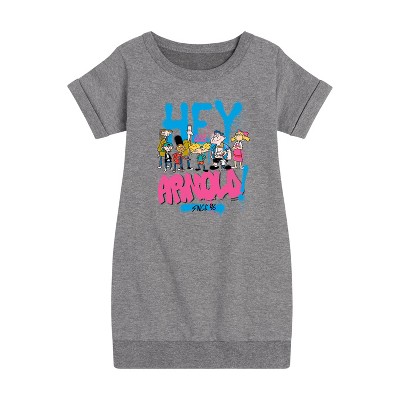 - Hey Arnold! - Arnold Spray Paint 96 Graphic Short Sleeve Fleece Dress