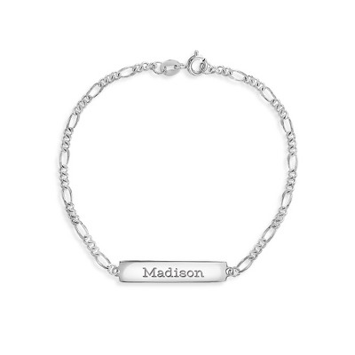 Girls' Thin Tag ID Figaro BraceletBracelet Sterling Silver - In Season Jewelry