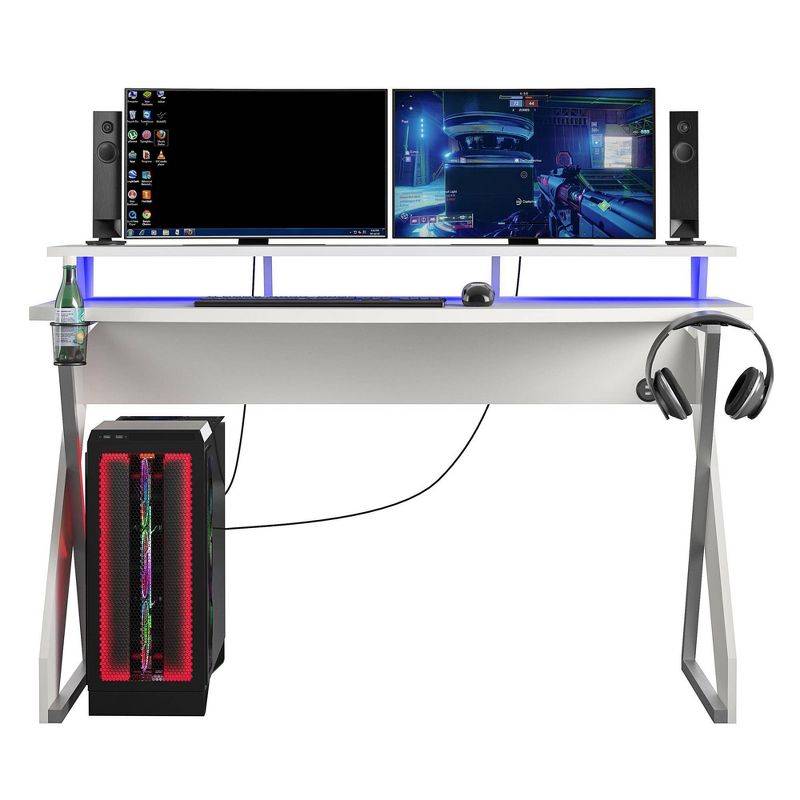 Xtreme Gaming Desk with LED lights and USB Ports White - NTENSE, 4 of 13