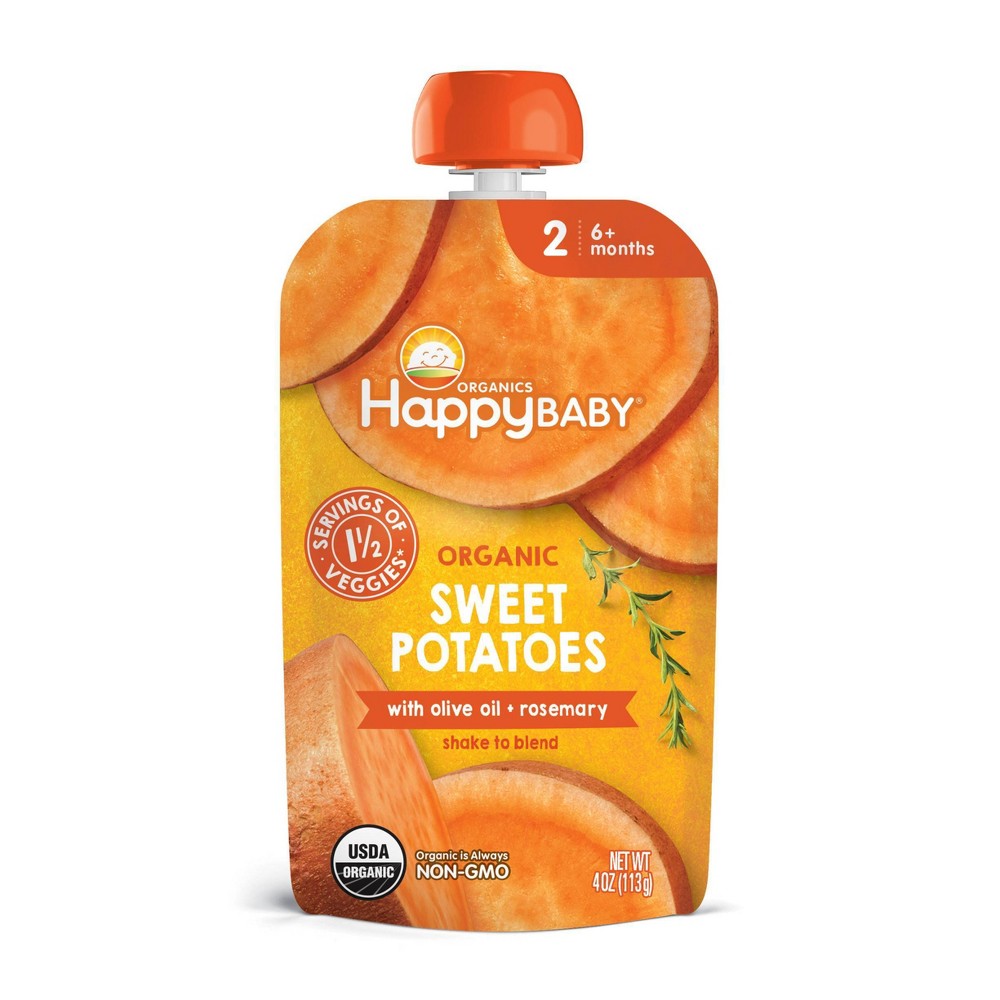HappyBaby Organics Stage 2 Sweet Potatoes with Olive Oil & Rosemary Baby Food Pouch - 4oz