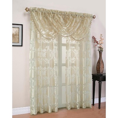 Kate Aurora Organza Sheer Milawi Complete 5 Piece Window Curtain Set