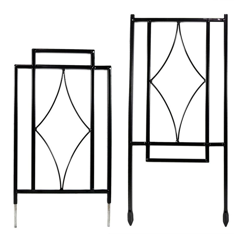 Sunnydaze Contemporary Metal Wire Garden Trellis for Climbing Plants and Flowers - 30" H - Black - 2-Pack, 5 of 7