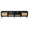 JUJABU Rattan TV Console for TVs up to 85", with Solid Wood Legs and Storage Cabinets for Living Room - 2 of 4