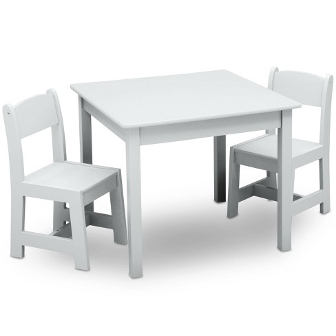 Delta Children MySize Kids' Wood Table and Chair Set 2 Chairs Included-  Bianca White