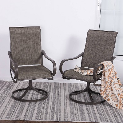 2pk Patio Swivel Rocking Chairs - Gray - Captiva Designs