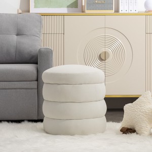 CAVINAS 16.93" Round Ottoman, Modern Ottoman Footstool with Foam Filled and Wooden Frame, Velvet Entryway Bench for Living Room, Bedroom - 1 of 4