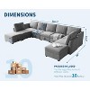 8/9 Seater U Shaped Modular Sectional Sofa, Oversized Convertible Couch with Storage, Chenille Sofa with Chaise & Removable Cover - 4 of 4