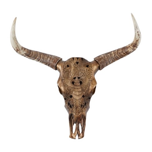 Polystone Cow Carved Skull Wall Decor - Olivia & May : Target