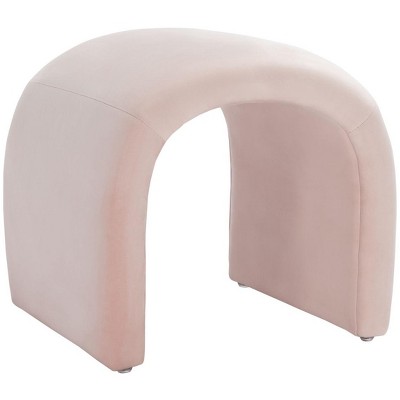 Kibo Plush Velvet Light Pink Curved Ottoman
