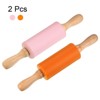 Unique Bargains Silicone Smooth Non-Stick Wooden Handle Kitchen Rolling Pin 2 Pcs - 3 of 4
