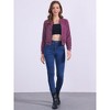 INSPIRE CHIC Women's Faux Suede Cropped Stand Collar Zip-Up Bomber Jackets - 4 of 4