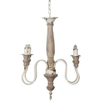 4-Light Chandelier Ceiling Light Natural/Distressed White - A&B Home