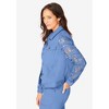 Jessica London Women's Plus Size Lace Sleeve Denim Jacket - 4 of 4