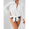 Womens Shirts Chiffon Jacquard Button Front Casual Oversized Shirt - 3 of 4