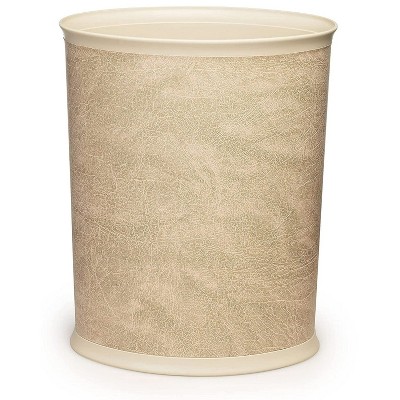 LunaLulinlk Faux Beige Leather 5-Gallon Sleek and Stylish Vinyl Waste Basket (10.25” X 12.5”)