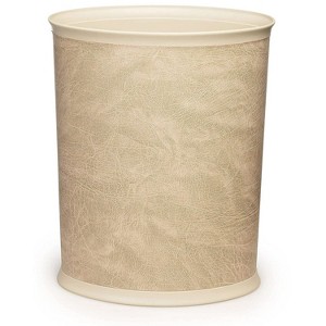 LunaLulinlk Faux Beige Leather 5-Gallon Sleek and Stylish Vinyl Waste Basket (10.25” X 12.5”) - 1 of 4