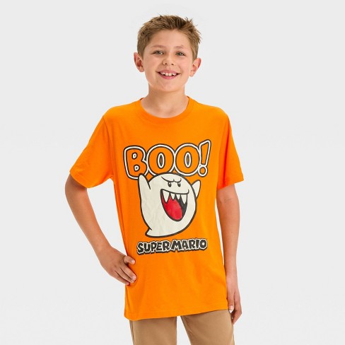 Boys Super Mario Halloween Short Sleeve Graphic T Shirt Orange XS