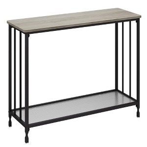 Glass Console Table with Vertical Stripes - Narrow with Shelves, Side Table Vintage, Hallway Table - 1 of 4