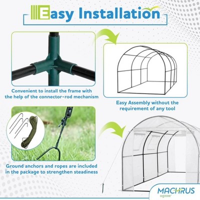 Large White Polyethylene Walk-In Tunnel Greenhouse with Reinforced Cover