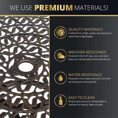 Bronze 41-Inch Round Cast Aluminum Outdoor Dining Table