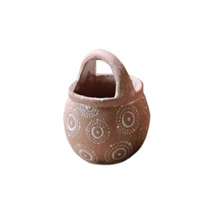 Slickblue Brown Cement Jug Planter with Circle Design - Available in Small and Large Sizes - 1 of 3
