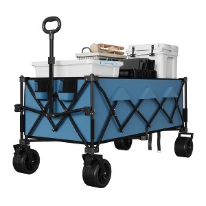Collapsible Utility Wagon Cart with All Terrain Wheels, Heavy Duty Foldable Wagon, 460 lb Capacity, Portable for Beach Camping - 1 of 4