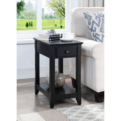 Bertie Black Wood Rectangular Accent Table with Storage