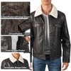 Alpine Swiss Aaron Mens Fitted Trucker Jacket Faux Fur Collar Vegan Leather Warm Casual Coat - 3 of 4