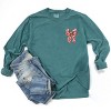 Christmas Bow Quilted Print - Women's Garment Dyed Long Sleeve Graphic T-Shirt - 3 of 4