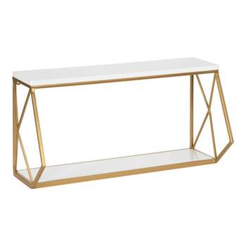 21" x 11" Brost Wood/Metal Decorative Wall Shelf White/Gold - Kate & Laurel All Things Decor