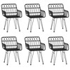 vidaXL Garden Dining Set Black Steel, Tempered Glass, Polyethylene Medium - Black 63" x 31.5" x 29.1" 6 - 4 of 4