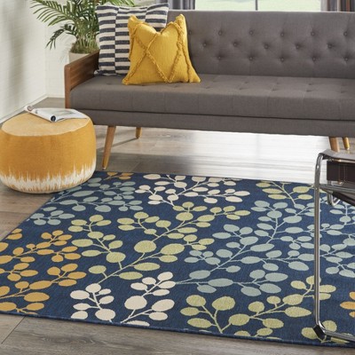 Caribbean Bliss Square Hand-Knotted Rug in Lush Blue, 63"